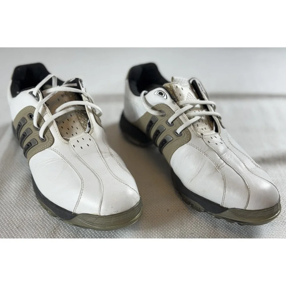 Adidas Tour 360 Golf Shoes‎ Mens 9 3D Fit Foam White Leather Spiked Performance